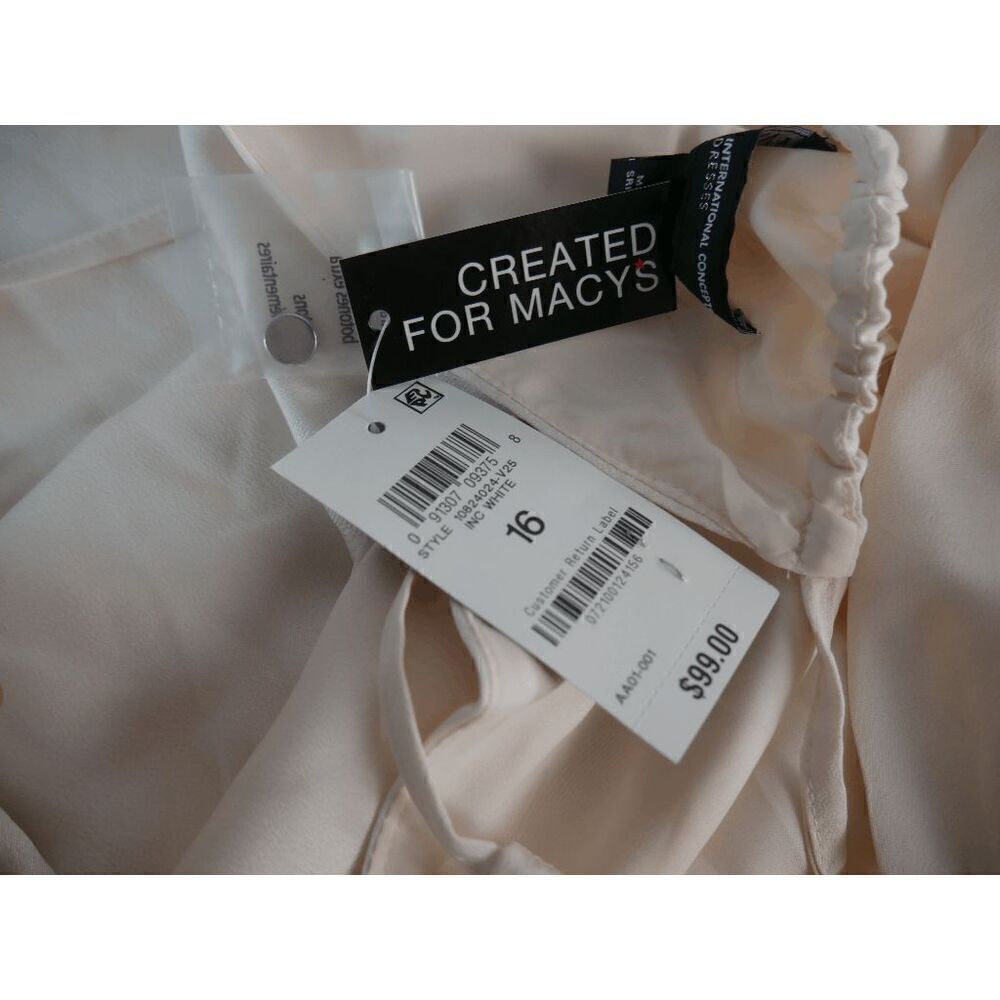 INC Women's Satin Crepe High Halter Neckline Waist Tie Midi Dress Size 16 - Picture 11 of 13